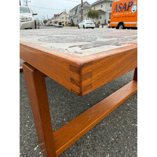Wood Mid Century Danish Tile Inlay Coffee Table by Trioh For Sale - Image 7 of 10