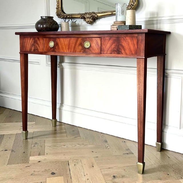 1940s Vintage Federal Flame Mahogany Console Table | Server | Desk For Sale - Image 5 of 10