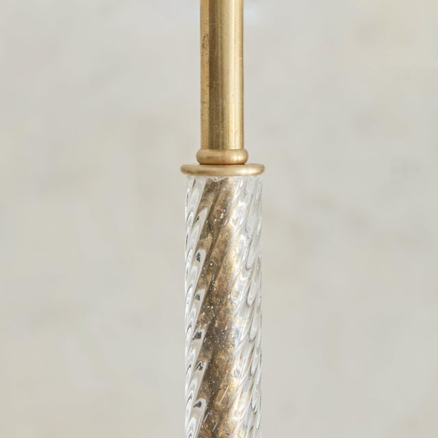 Italian Murano Fluted Glass + Brass 8-Arm Chandelier, 1940s For Sale - Image 10 of 11