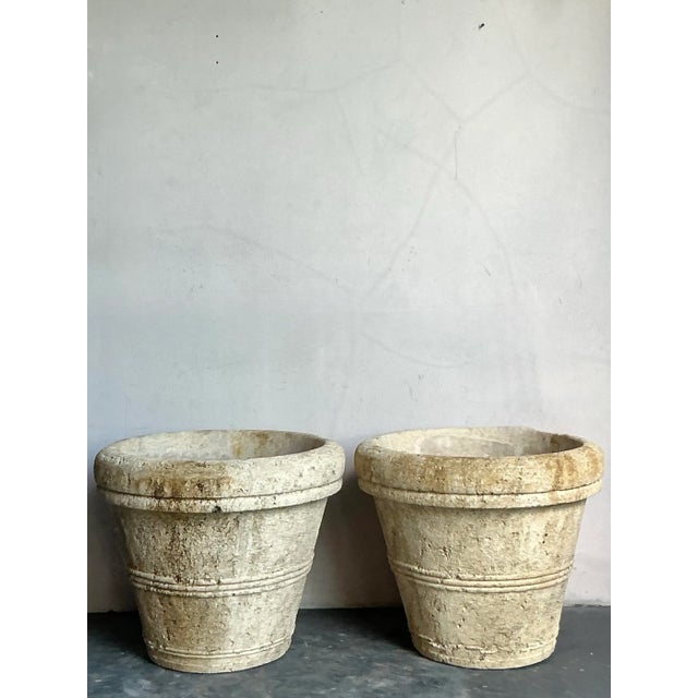 Vintage Boho Monumental Cast Concrete Planters - A Pair For Sale - Image 11 of 11