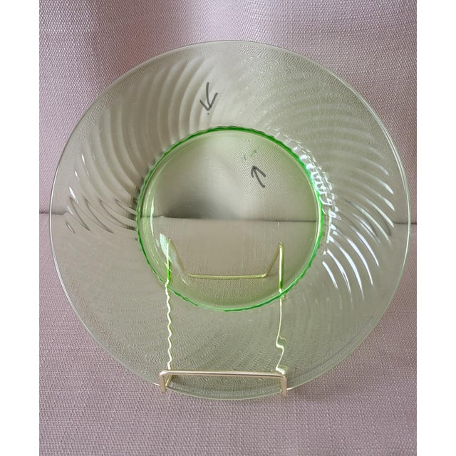 Green Transparent Green Uranium Glass Salad Plates Set of 6 Early 20th Century For Sale - Image 8 of 18
