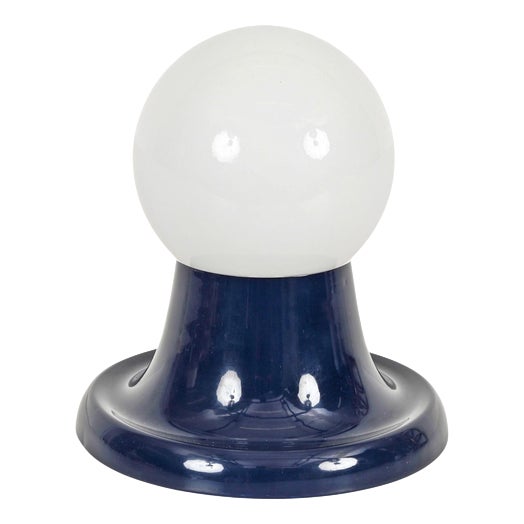 Mid-Century Blue Light Ball Table Lamp attributed to Castiglioni for Flos, Italy, 1960s For Sale