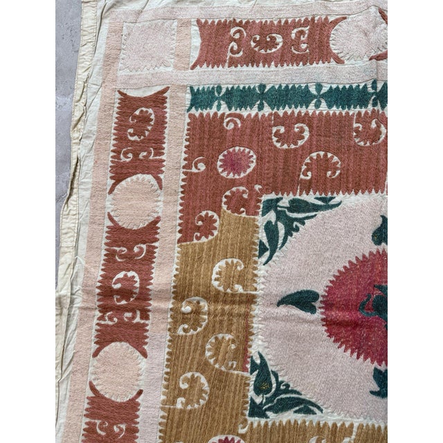 Tashkent Suzani Wall Hanging Decor 3'7'' X 3'11'' For Sale In New York - Image 6 of 8
