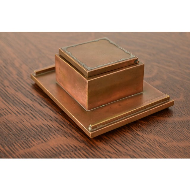 Silver Crest Arts & Crafts Sterling Silver on Bronze Inkwell For Sale - Image 12 of 12