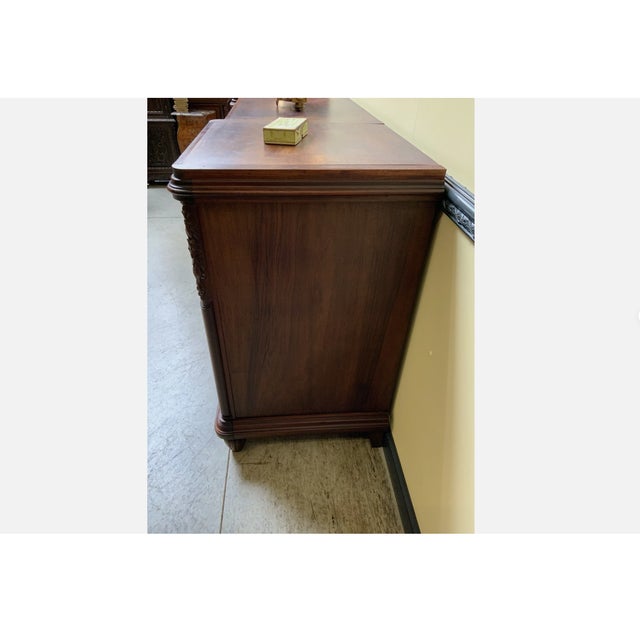 Age: circa 1925 Wood type: solid and veneered walnut on solid oak, burl veneer Condition: very good, meticulously...