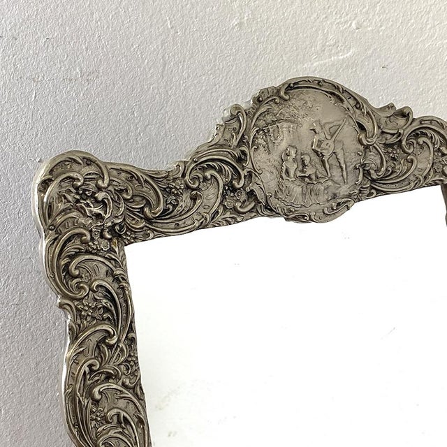Vintage Rocaille Style Metal Table Top Mirror, 1930s For Sale - Image 6 of 7