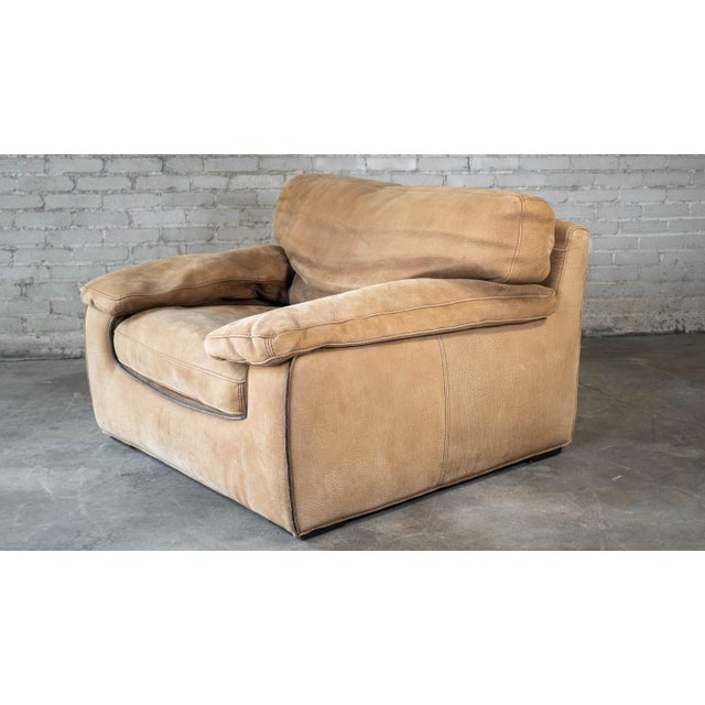 Animal Skin Roche Bobois for Tre Erre S.p.A. Buffalo Camel Leather Club Chair For Sale - Image 7 of 13
