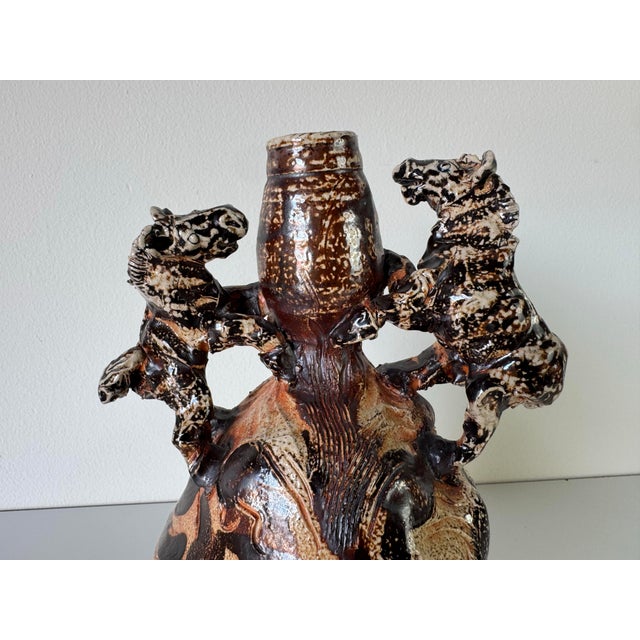 Mid-Century Modern 1980s Vintage Organic African Folk Art Style Sculptural Pottery Vase For Sale - Image 3 of 12