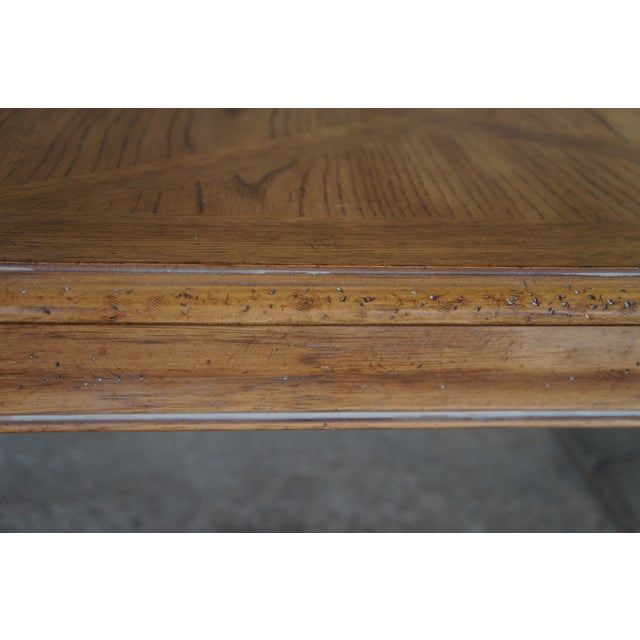 1980s Drexel Heritage French Provincial Oak Parquetry Avalon Extendable Dining Table For Sale - Image 13 of 16