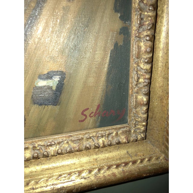 Saul ScharyLarge Modernist Oil Painting Bridge over the Water Landscape For Sale - Image 4 of 4