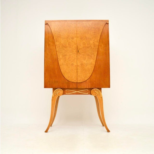 1930s Art Deco Burr Walnut Cocktail Cabinet from Hille, 1930s For Sale - Image 5 of 12