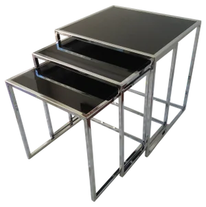C.1970's Mid-Century Milo Baughman "Thin Line Series" - Chrome Nesting Tables - Set/3
