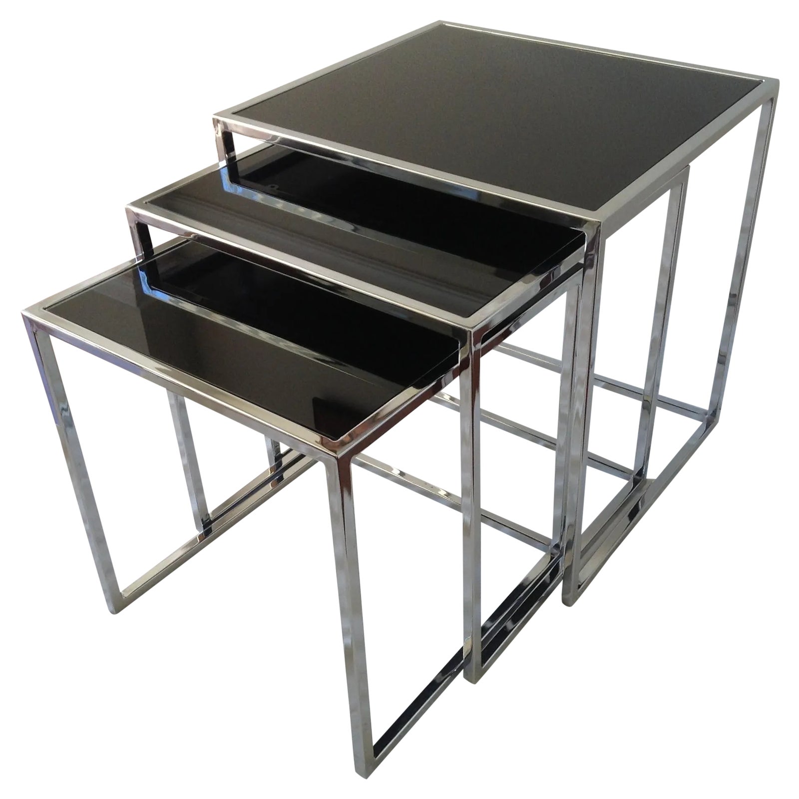Milo Baughman Chrome Nesting Tables Set/3 Chairish