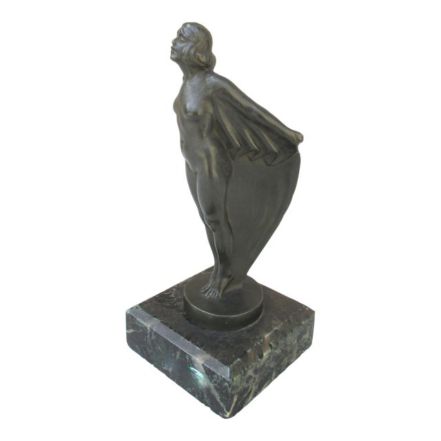 Le Verrier Bronze Lady Mascot Hood Ornament Circa 1930s For Sale