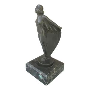 Le Verrier Bronze Lady Mascot Hood Ornament Circa 1930s