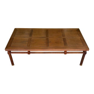 Refinished 1950s Walnut Chinoiserie Coffee Table by Heritage For Sale