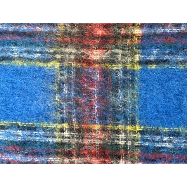 Cabin 1970s Blue Plaid Scotland Mohair Pillow For Sale - Image 3 of 5