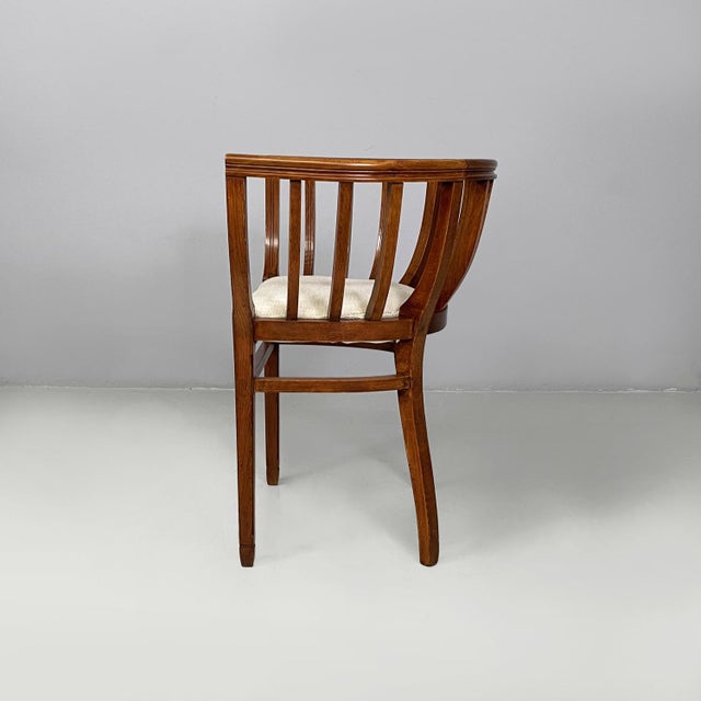Art Deco Italian Tub Chair in Wood and White Fabric, 1930s For Sale - Image 4 of 18