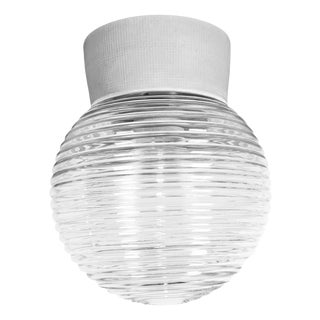 Vintage White Porcelain and Glass Ceiling Light, 1970s For Sale