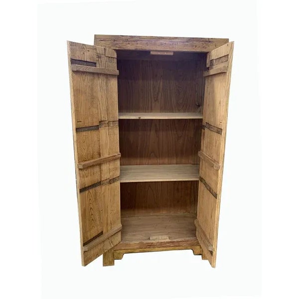 Wood Square-Corner Elm Cabinet For Sale - Image 7 of 8