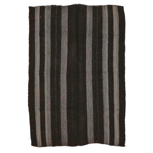 Textile Mid 20th Century Brown & Gray Vintage Kilim Rug For Sale - Image 7 of 7