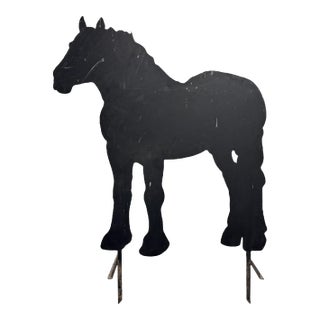 American Folk Art Steel Draught Horse Garden Cutout For Sale