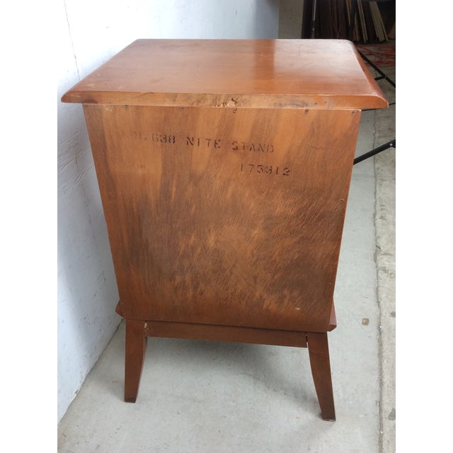 Mid Century Colonial Revival Solid Maple Nightstand With Drawer and Tall Tapered Legs For Sale - Image 15 of 15