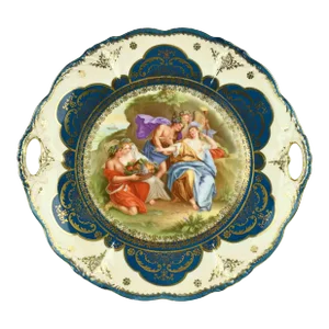 Early 20th Century Imperial Crown China Austria Royal Vienna Style Decorative Cabinet Plate