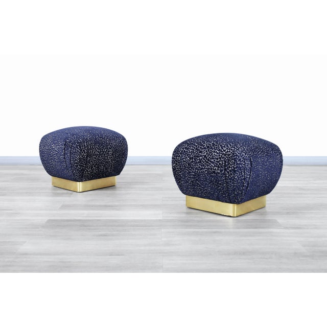 1970s Vintage Brass Ottoman/Stools by Marge Carson- a Pair For Sale - Image 5 of 10