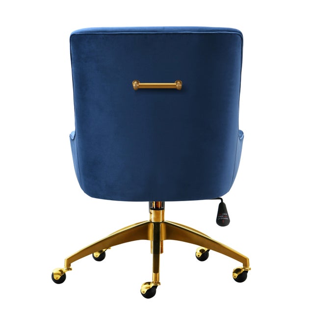 Transitional Beatrix Navy Office Swivel Chair For Sale - Image 3 of 8