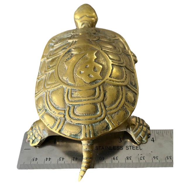 Brass 1940s Brass Turtle Lidded Cigarette Box — Made in Korea For Sale - Image 8 of 9