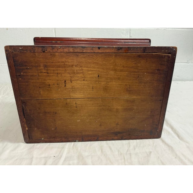 Wood Quality Antique 19th Century Handmade Mahogany Wood Wooden Jewelry Sewing Box For Sale - Image 7 of 9