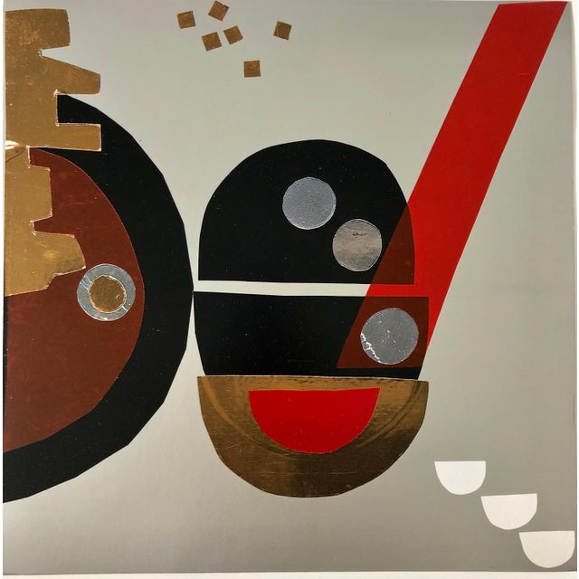 Laura Fiume, Abstract Italian Woman Artist Modern Metallic Foil Mirror Lithograph Laura Fiume For Sale