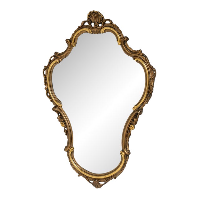 19th Century France Baroque Gold Wood Mirror For Sale