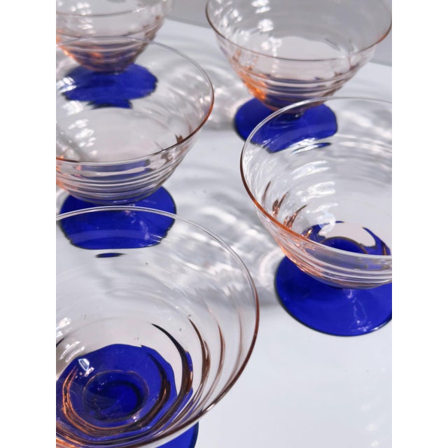 Italian Art Deco Dessert Bowls / Coupes from Empoli, 1940s, Set of 7 For Sale - Image 4 of 7