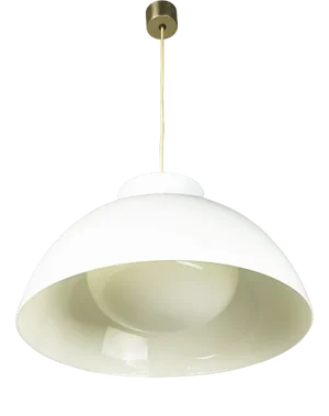 Nickel Plated Brass & White Methacrylate 4006 Pendant Lamp by A. & p.g. Castiglioni for Kartell, 1959