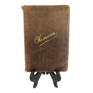 Antique 1800s Leather Bound Book of Poetry, "Mrs. Hemans Poetical Works" For Sale