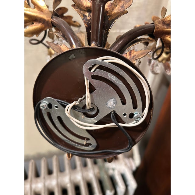 Vintage Large Glitzy Giltmetal & Crystal Sconces -a Pair For Sale - Image 10 of 10