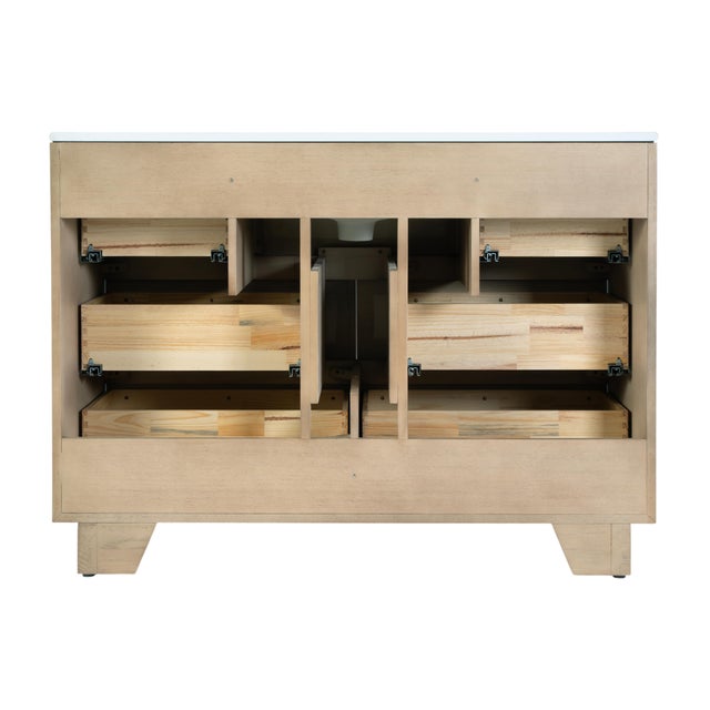 Wood Halmstad 48 in. W Rectangular Wood Single Sink 6 Drawer Bathroom Vanity Set, Blonde Oak For Sale - Image 7 of 9