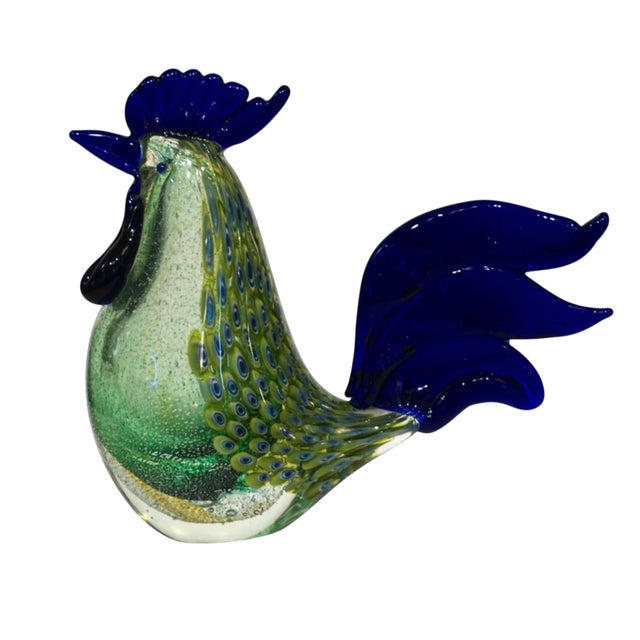Archimede Seguso Italian Mid-Century Modern Blue & Green Bird Sculpture.
