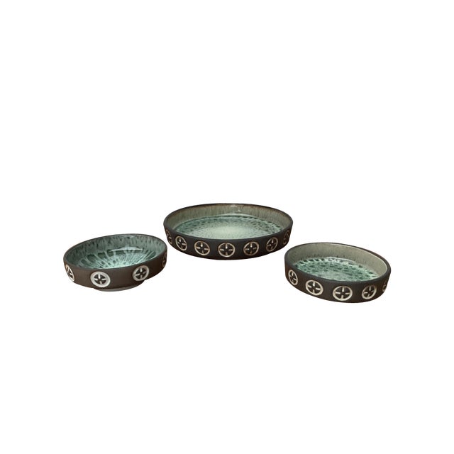 Mid-Century Danish Studio Pottery Bowls from Frank Keramik, 1960s, Set of 3 For Sale
