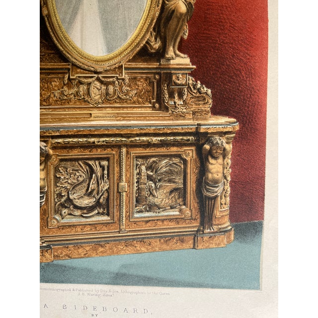 Late 19th Century Antique Victorian Chromolithograph "A Sideboard" by J. Lamb, Manchester, Plate 243, England, C. 1870 For Sale - Image 5 of 6