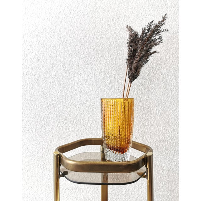 Mid-Century Modern Vintage Hollywood Regency Side Table in Gold and Smoked Glass, 1970s For Sale - Image 3 of 8