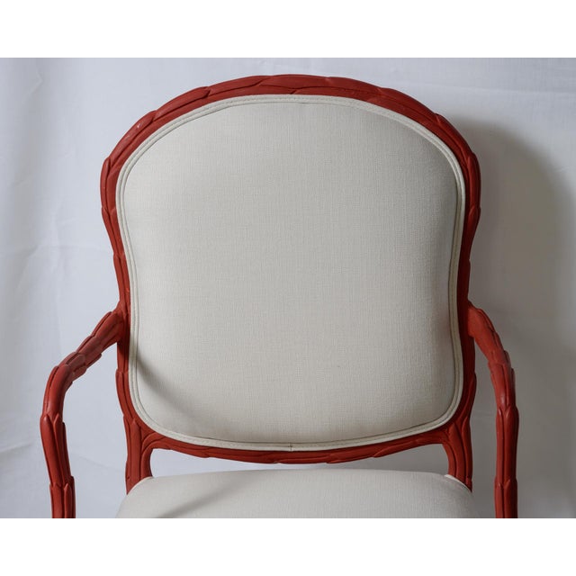 1970s Pair Faux Bois Painted Upholstered Chairs For Sale - Image 5 of 12