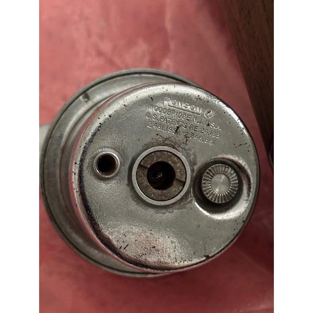 Vintage Mid-Century Modern Ronson Norseman Table Lighter in Walnut & Chrome For Sale - Image 10 of 12