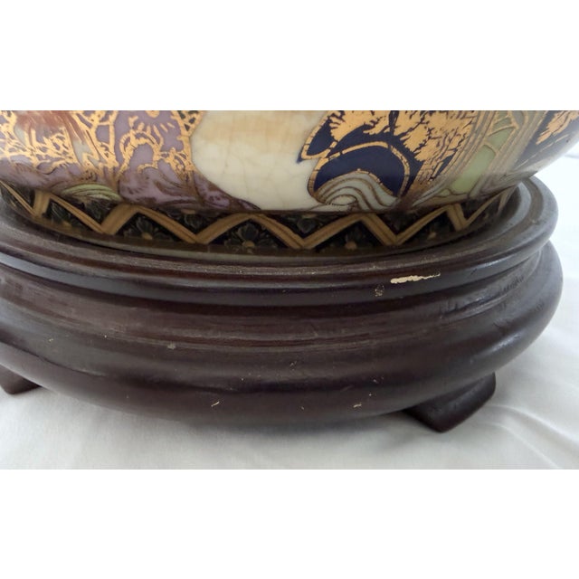 Late 20th Century Chinese Import Satsuma Style Gold Table Lamp For Sale - Image 16 of 16
