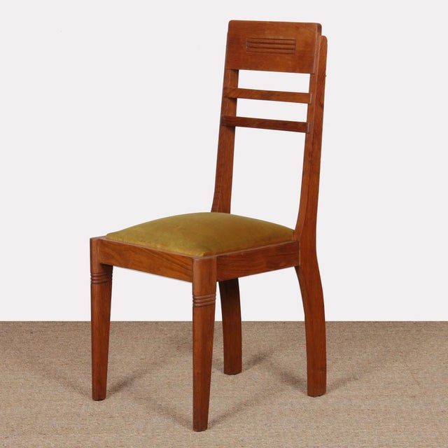 French Green Wooden Chair, 1950s, in Good conditions. Designed 1950 to 1959