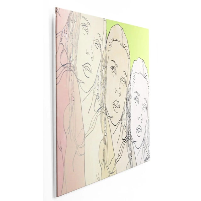 Textile Untitled (Green, Pink, Ivory, Pearl Kate) - Original Figurative Artwork for Sale on Canvas by Hilary Bond For Sale - Image 7 of 11