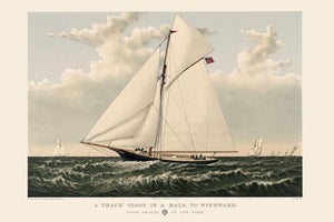 Yacht Gracie of New York, Vintage Art Print Reproduction, 60" X 40"