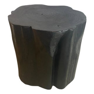 Andrianna Shamaris Large Charred Teak Wood Side Table For Sale
